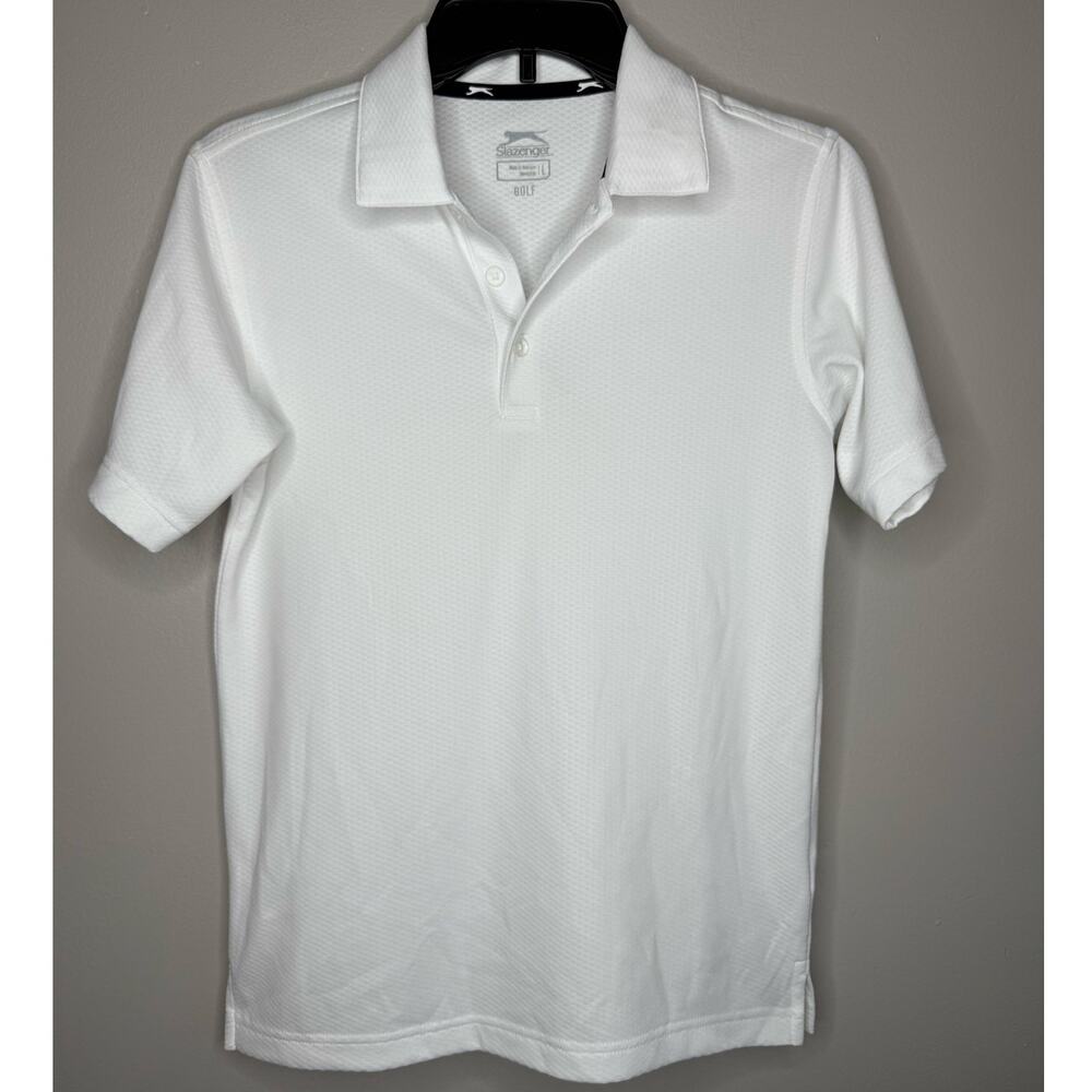 Slazenger Womens White Collared Logo Sleeve Golf Polo Womens Size Large